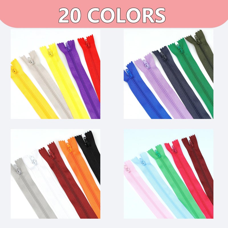 YAKA 60 Pack of 16 Inches Mix Nylon Coil Zippers Bulk - Supplies Zippers for Tailor Sewing Crafts (20 Color) - Image 3